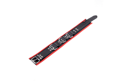 Leren Ketting 3D Ringen Rood/Zwart – Stoer & Verstelbaar