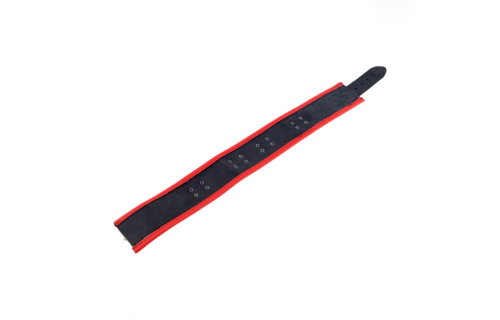 Lederhalskette 3 D Ringe - Rot/Schwarz