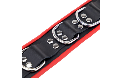 Leren Ketting 3D Ringen Rood/Zwart – Stoer & Verstelbaar