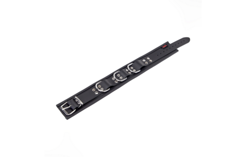 Leather Necklace 3 D Rings - Black