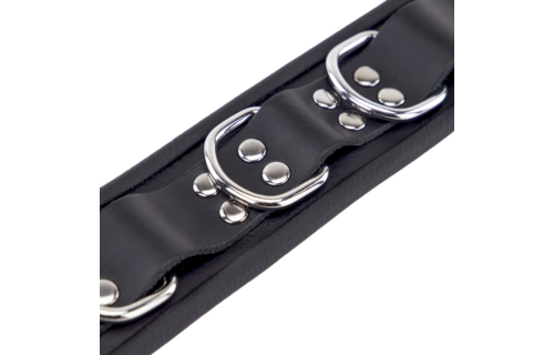 Lederhalskette 3 D Ringe - Schwarz