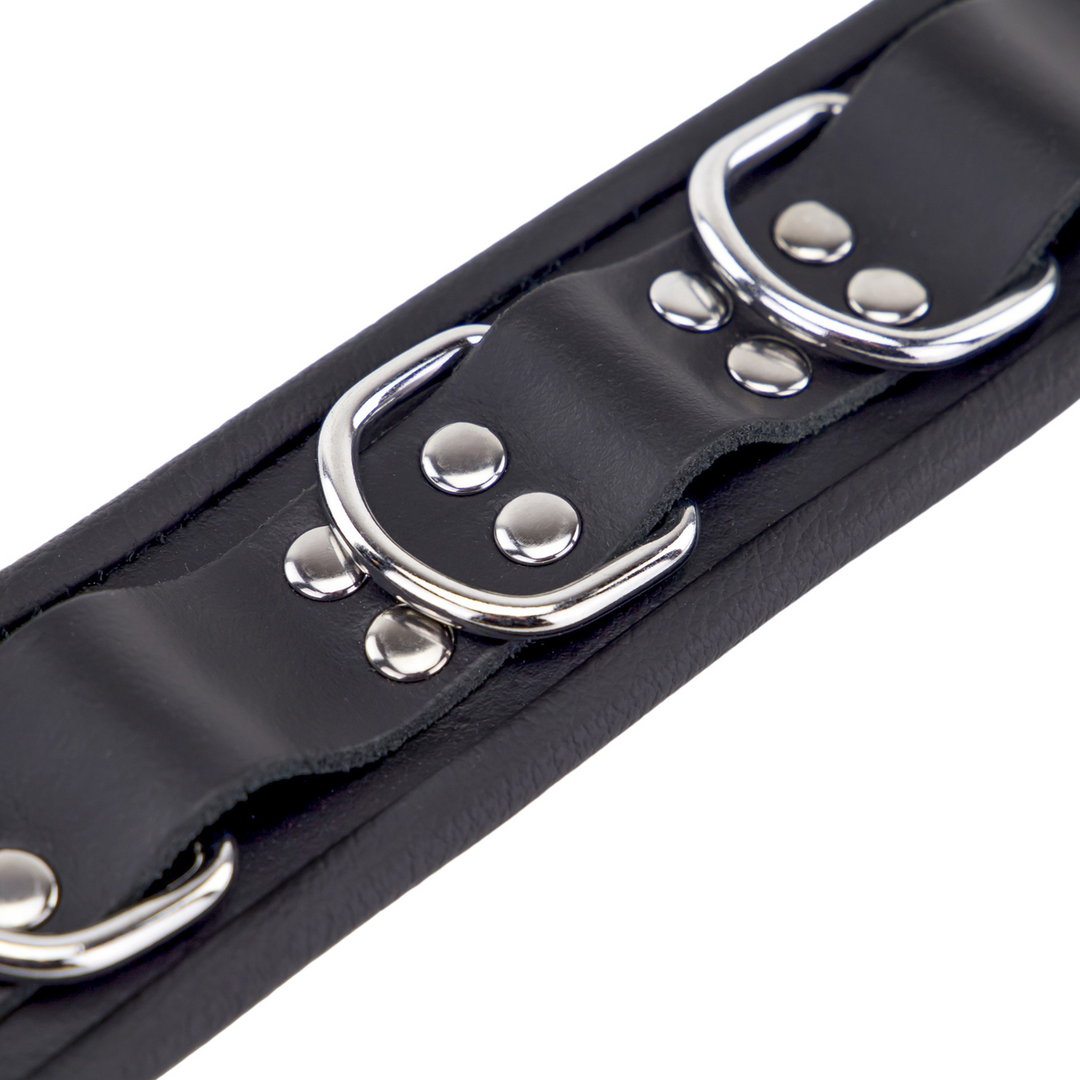 Leather Necklace 3D Rings Black | Stylish & Durable Leather