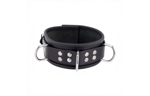 Leather Necklace 3D Rings Black | Stylish & Durable Leather