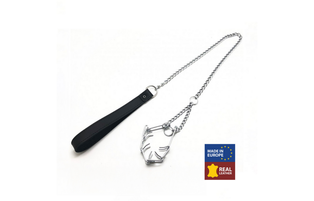 Leiband met Choker voor Penis - Zwart/Zilver