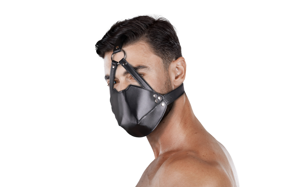 Hoofdharnas met Mondbedekking en Ademend Ball Gag - Zwart