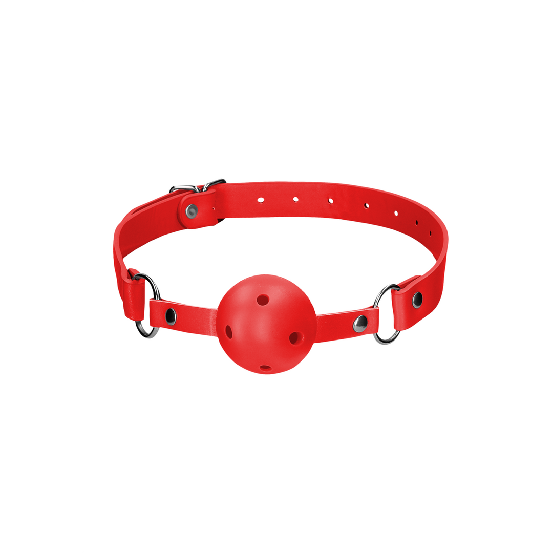 Ball Gag Rood | Luxe Leren Riemen & Veilig Spel | Ouch!