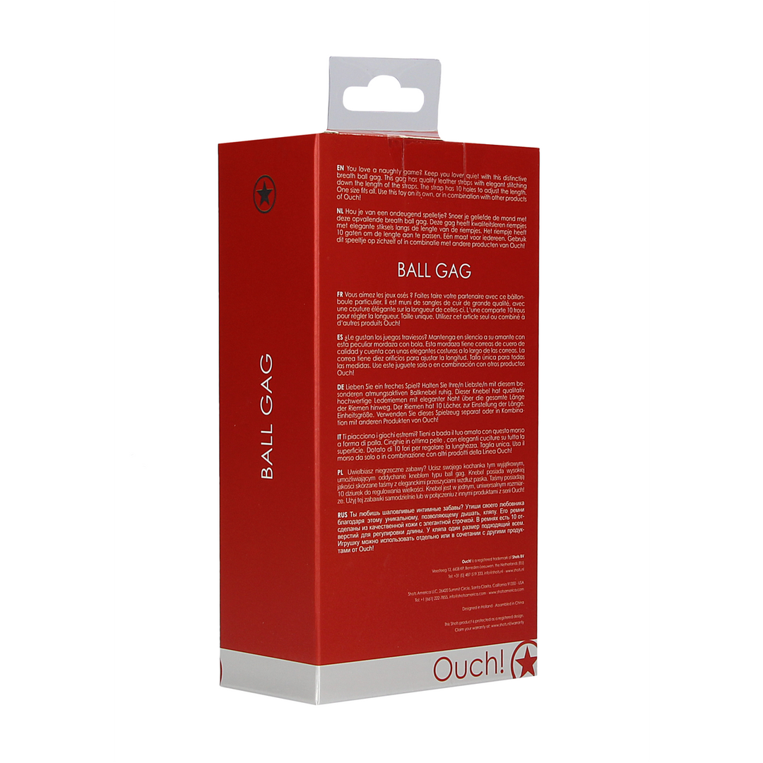 Ball Gag Rood | Luxe Leren Riemen & Veilig Spel | Ouch!