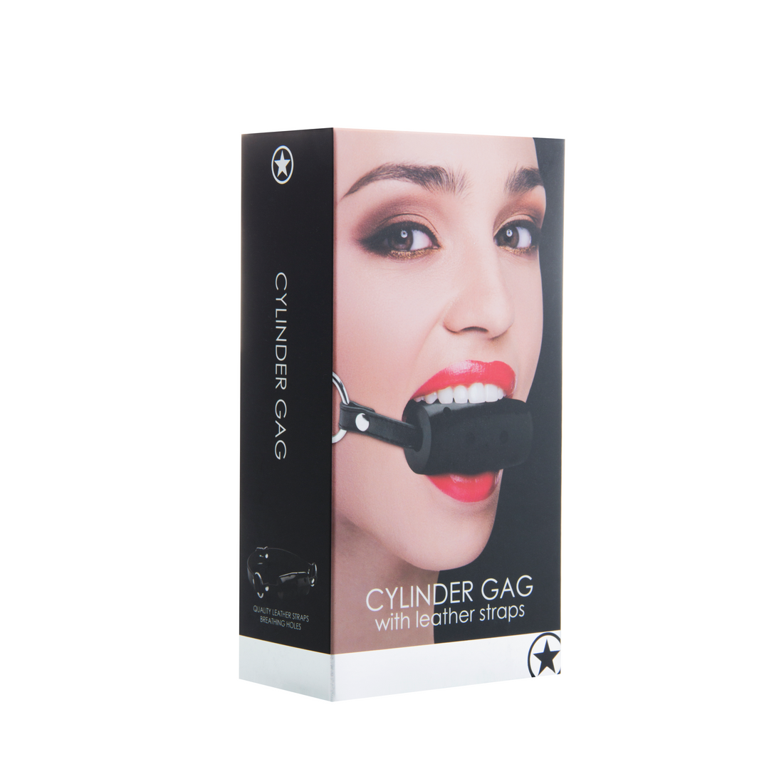 Cylinder Gag Black Leather – Adjustable & Naughty | Ouch!
