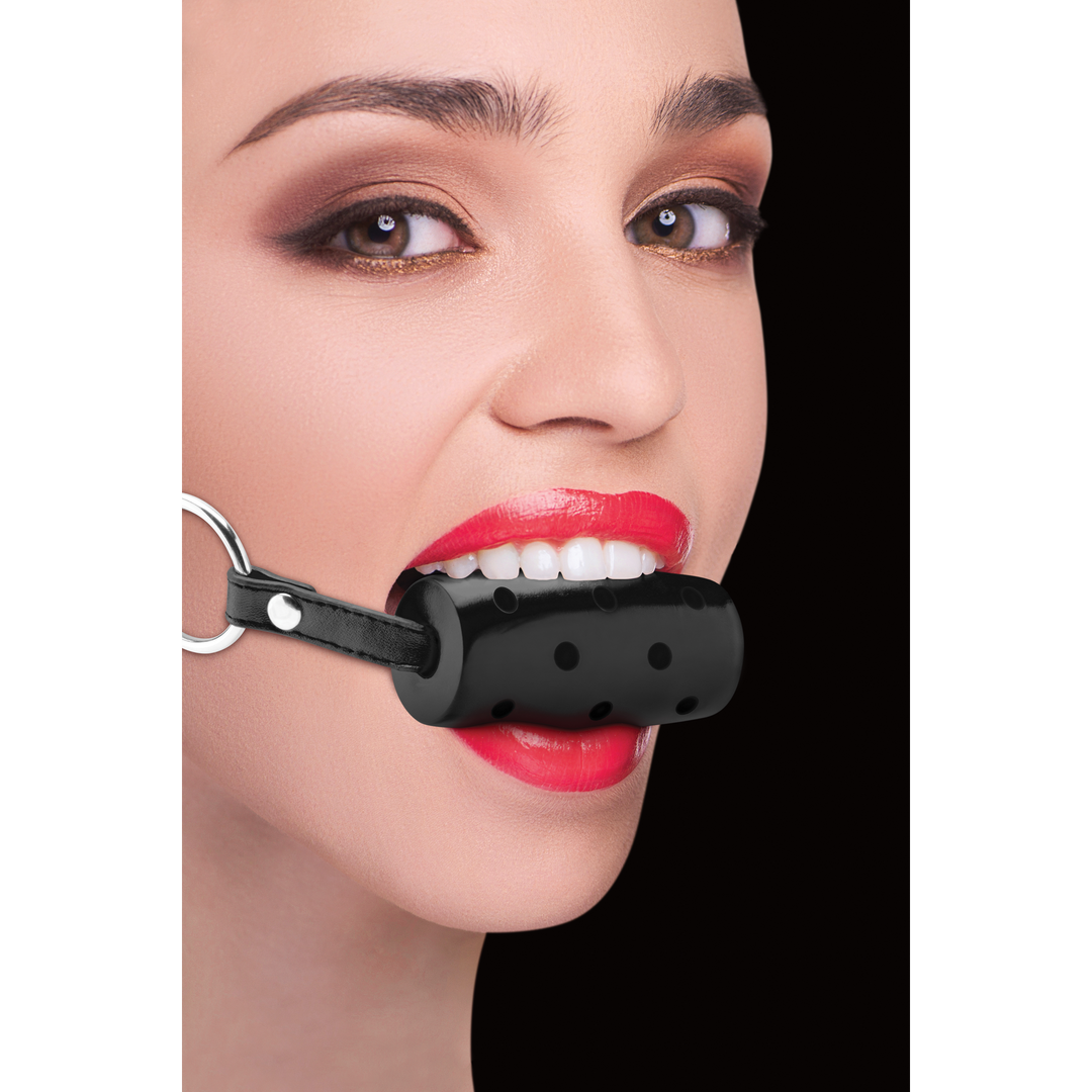 Cylinder Gag Black Leather – Adjustable & Naughty | Ouch!