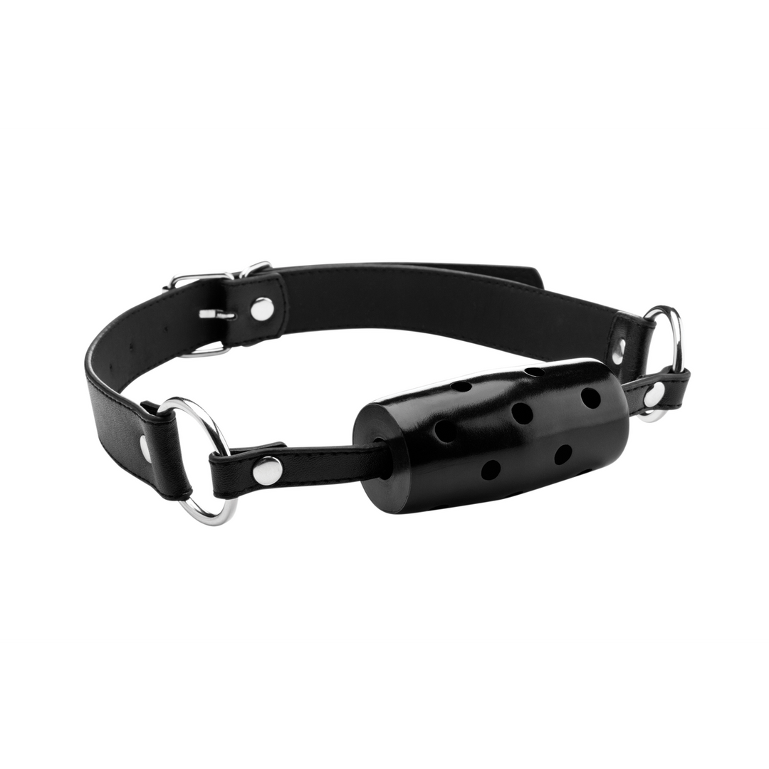 Cylinder Gag Black Leather – Adjustable & Naughty | Ouch!