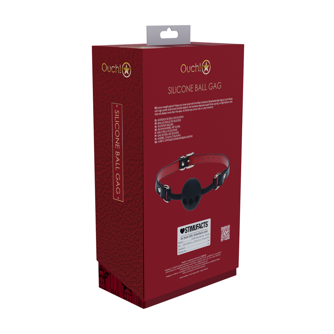 Milan Collectie Ball Gag Zwart/Rood - Comfort & Stijl