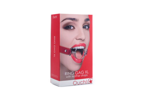 Ring Gag Xl Rood: Luxe Leer Mondknevel Van Ouch!