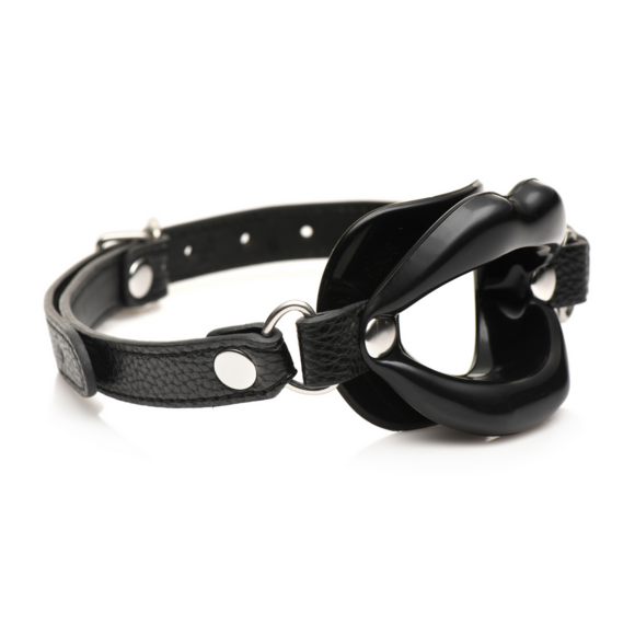 Juicy Lips Black Silicone Open Mouth Gag - Kinky Fun