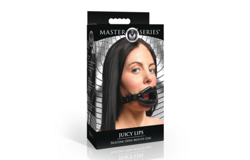 Juicy Lips Zwart Siliconen Open Mond Gag - Kinky Plezier