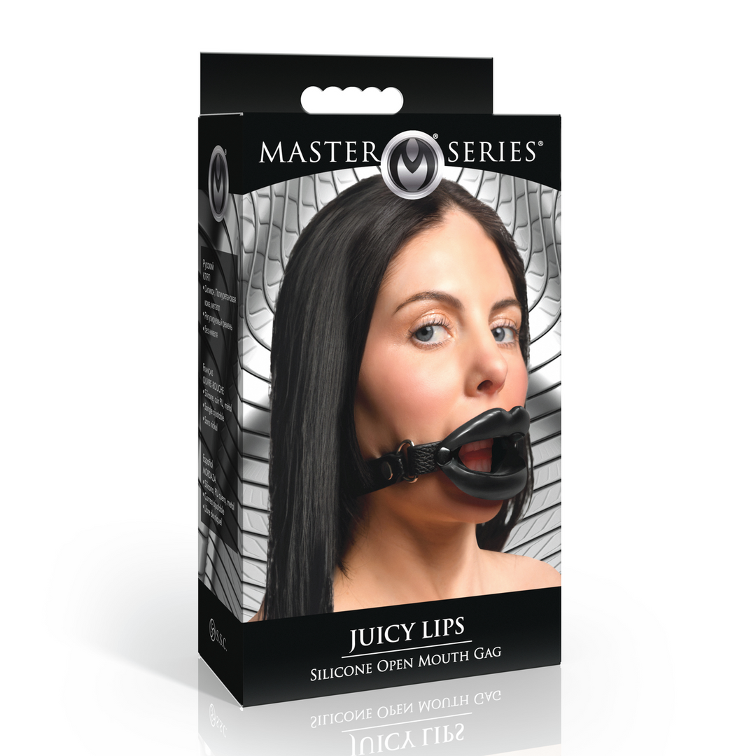 Juicy Lips Black Silicone Open Mouth Gag - Kinky Fun