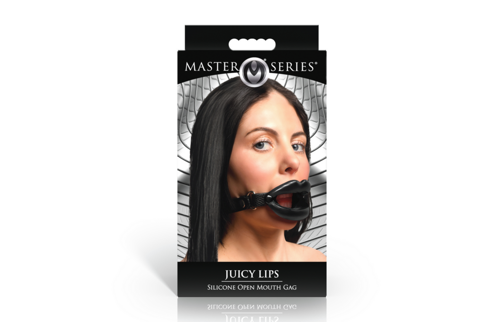 Juicy Lips Black Silicone Open Mouth Gag - Kinky Fun