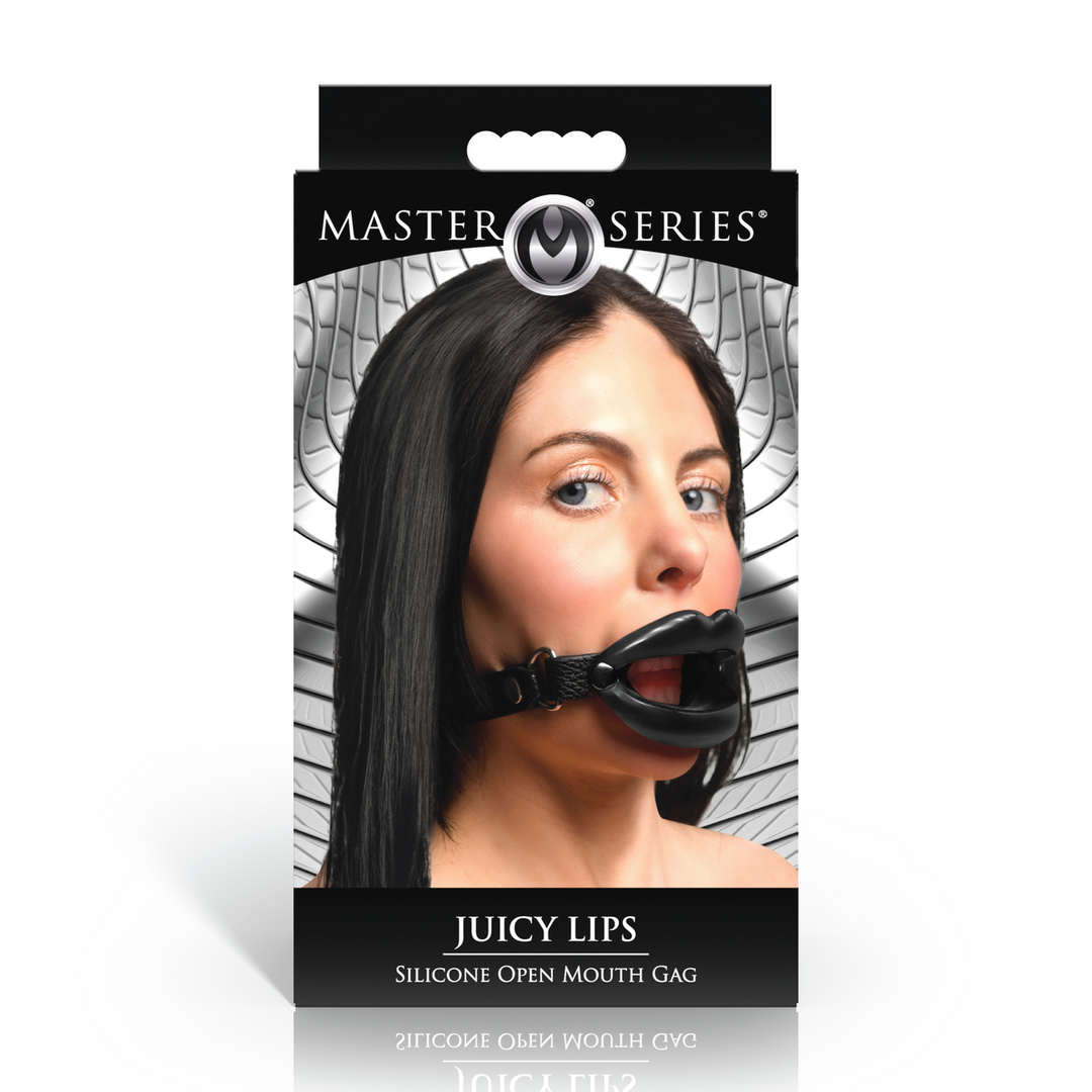 Juicy Lips Black Silicone Open Mouth Gag - Kinky Fun