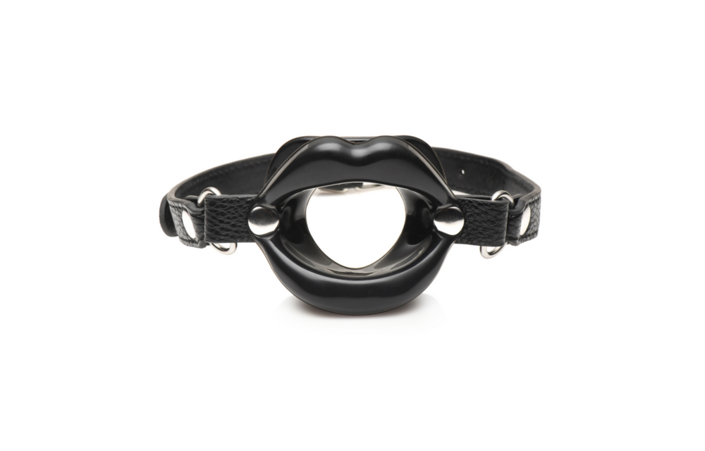 Juicy Lips Zwart Siliconen Open Mond Gag - Kinky Plezier