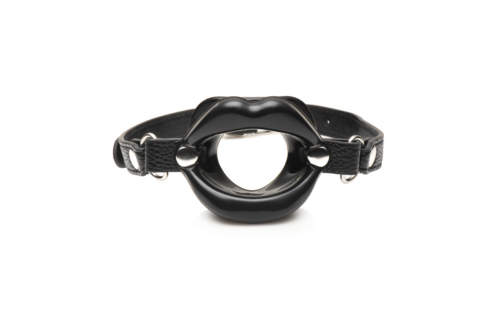 Juicy Lips Zwart Siliconen Open Mond Gag - Kinky Plezier
