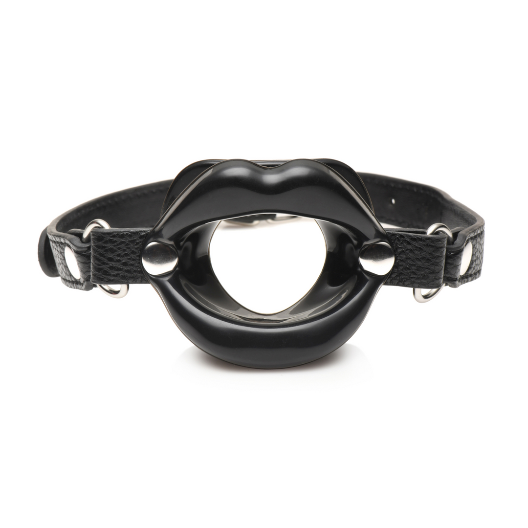 Juicy Lips Zwart Siliconen Open Mond Gag - Kinky Plezier