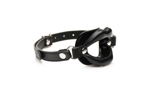 Juicy Lips Black Silicone Open Mouth Gag - Kinky Fun