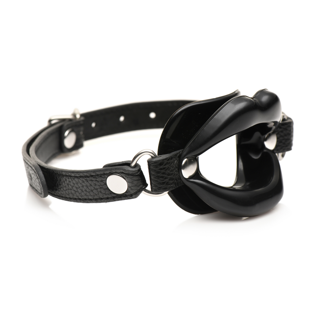 Juicy Lips Zwart Siliconen Open Mond Gag - Kinky Plezier
