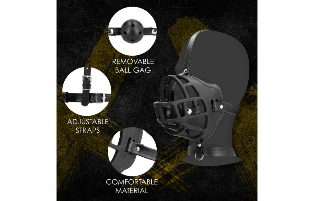 Muzzle with Removable Ball Gag - Black