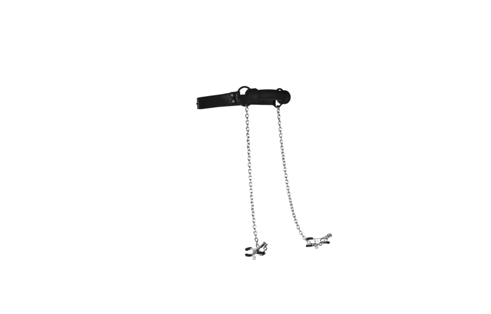 Silikon-Beißball mit Nippelklemmen Schwarz | Ouch! By Shots