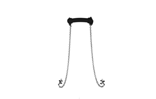 Silicone Bit Gag with Nipple Clamps - Black