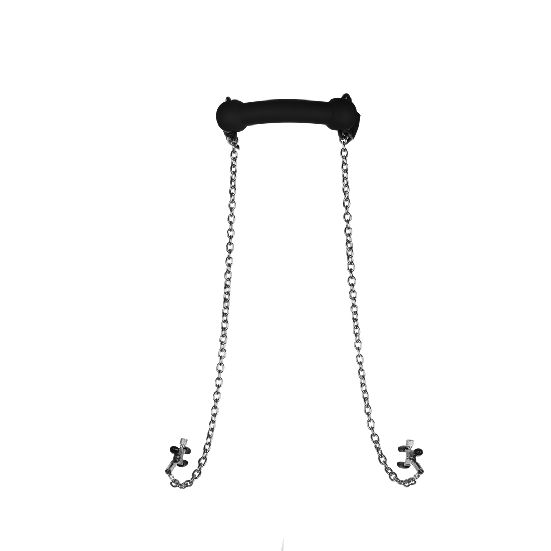 Silicone Bite Ball With Nipple Clamps Black | Ouch! By Shots