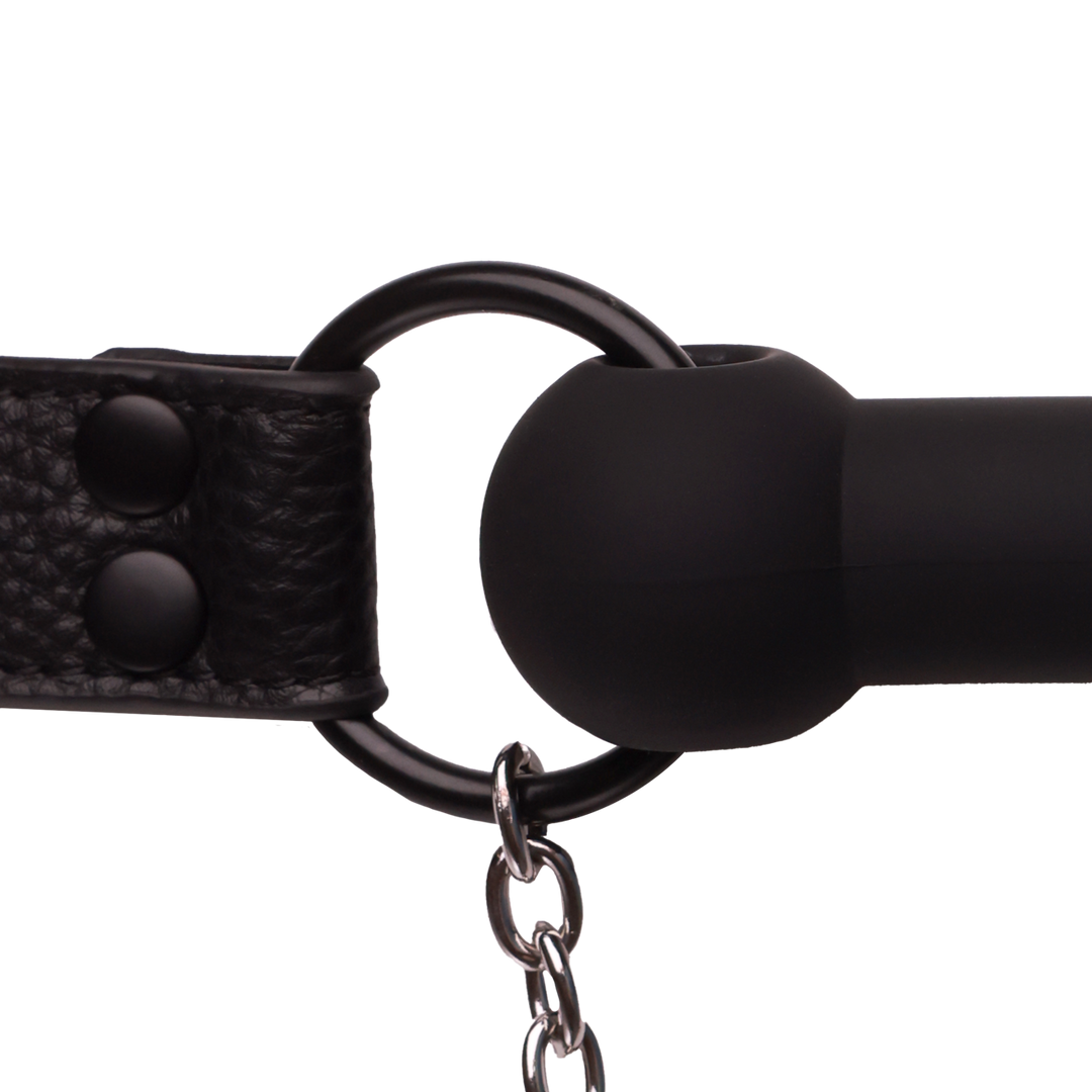 Silicone Bit Gag with Nipple Clamps - Black