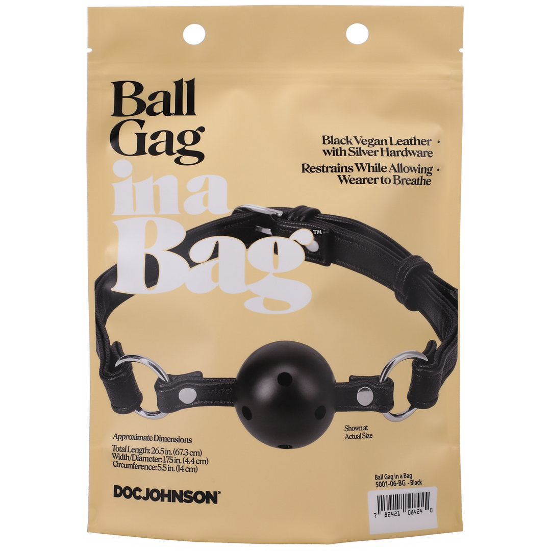 Vegan Leren Ball Gag - Comfort & Controle | Doc Johnson