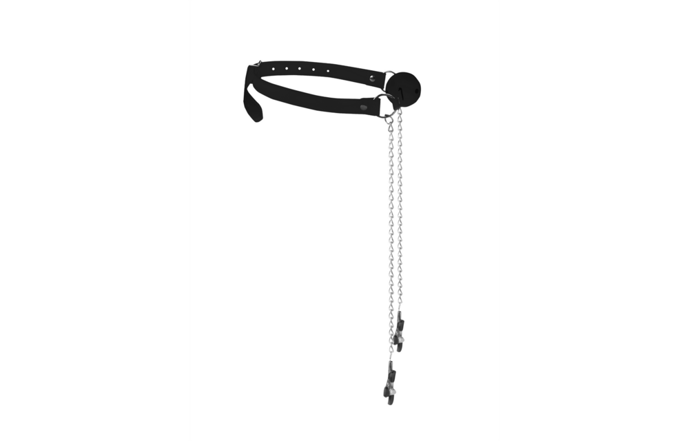 Atmungsaktiver Ballknebel mit Nippelklemmen – Komfort & Spannung