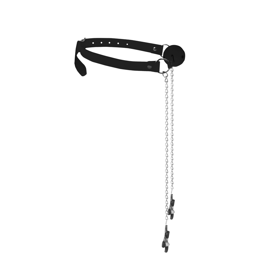 Ademende Ball Gag Met Tepelklemmen - Comfort & Spanning