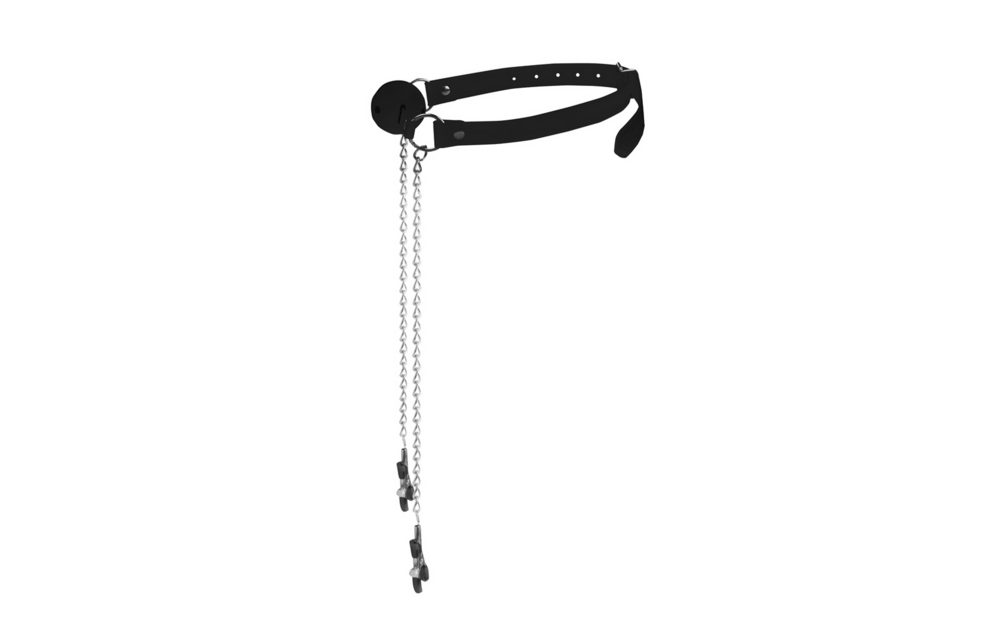 Ballgag met tepelklemmen