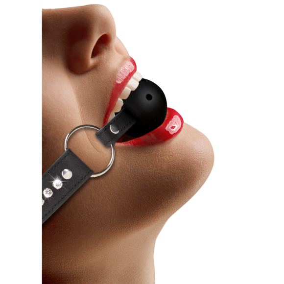 Breathable Ball Gag with Diamond-Stitched Straps | Comfort & Passion