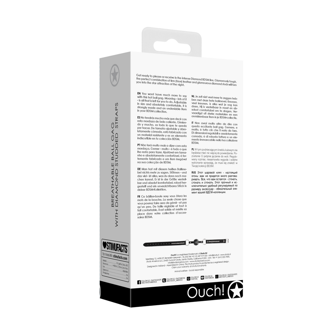 Ademende Ball Gag Met Diamantgestikte Bandjes | Comfort & Passie