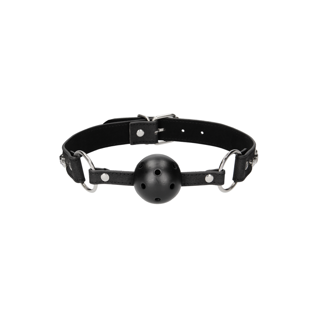 Breathable Ball Gag with Diamond-Stitched Straps | Comfort & Passion