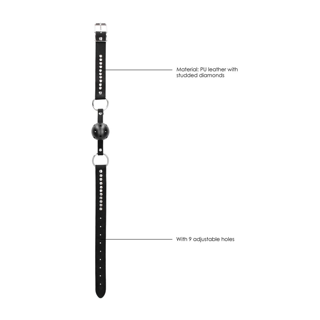 Ademende Ball Gag Met Diamantgestikte Bandjes | Comfort & Passie