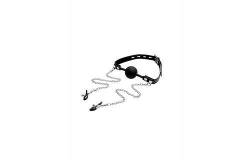 Silicone Ball Gag Met Tepelklemmen | Comfort & Controle Bdsm