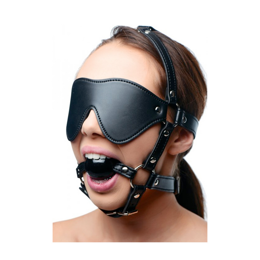 Eye Mask With Ball Gag Harness | Sensation & Control Xr Brands