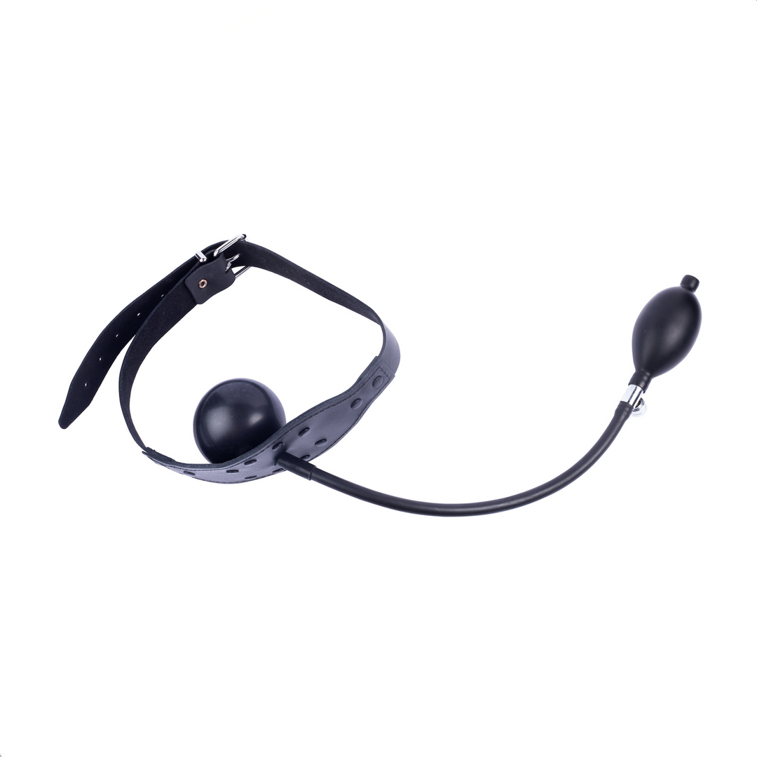 Leren Mondknevel Zwart - Comfortabele Opblaasbare Bal