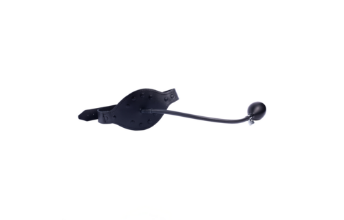Leather Mouth Gag Black - Comfortable Inflatable Ball