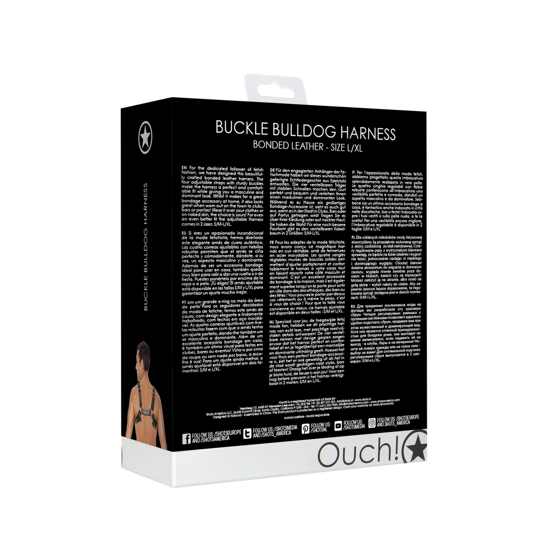Leren Bulldog Harnas Met Gespen L/Xl – Stoer & Verstelbaar