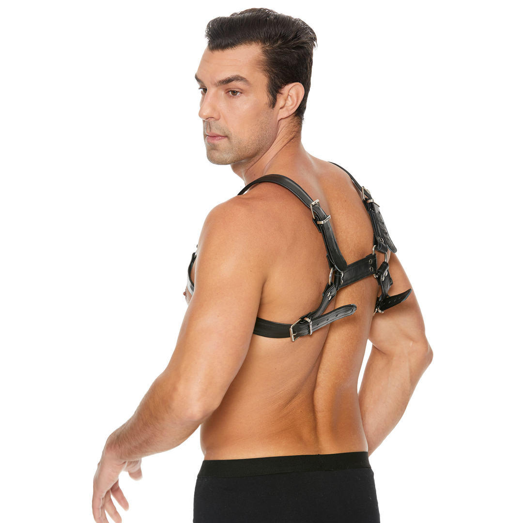 Leder-Bulldog-Harness mit Schnallen L/XL – Cool & verstellbar