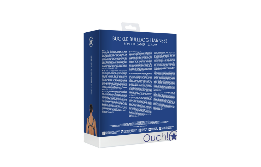 Leder Bulldog Geschirr mit Schnallen - S/M