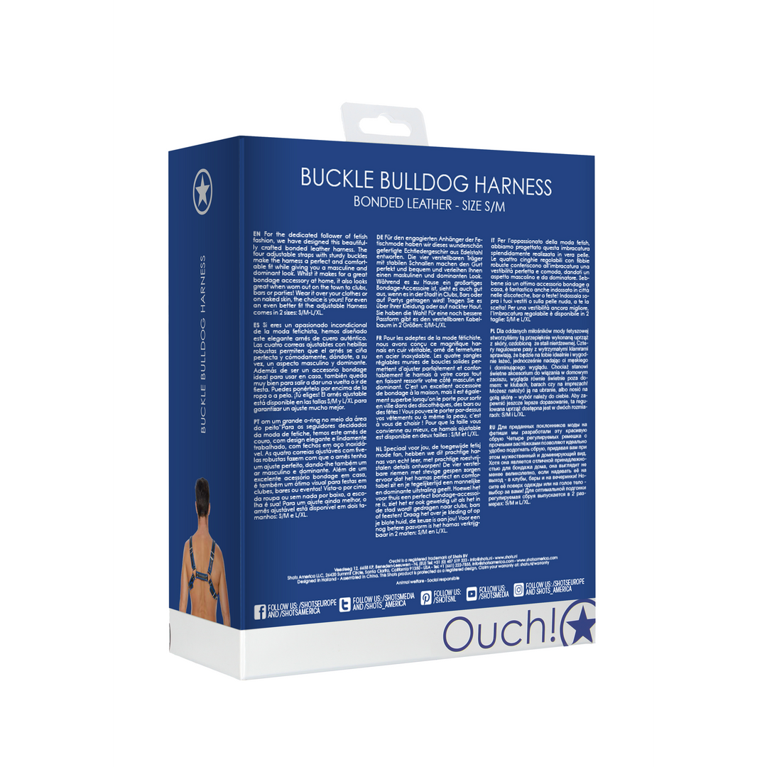 Leder-Bulldog-Harness S/M mit Schnallen – Cool & bequem