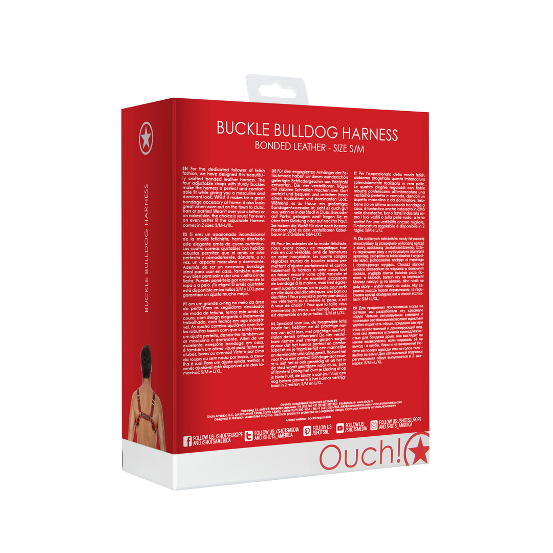Leren Bulldog Harnas met Gespen - S/M
