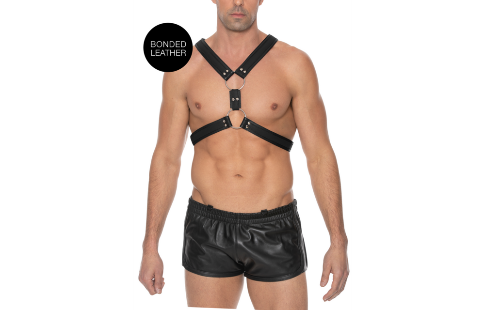 Cooles schottisches Ledergeschirr S/M mit Edelstahlringen – BDSM-Ausrüstung