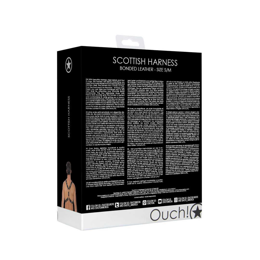 Cooles schottisches Ledergeschirr S/M mit Edelstahlringen – BDSM-Ausrüstung